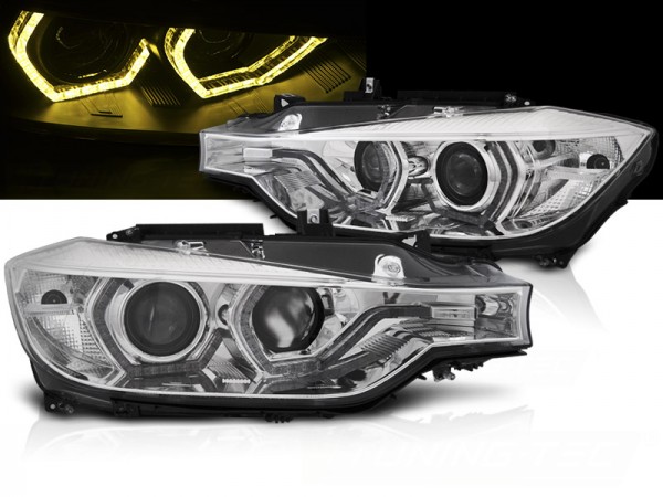 Scheinwerfer DRL LED Tagfahrlicht Gelb für BMW 3er F30 F31 Bj. 11-15 Chrom