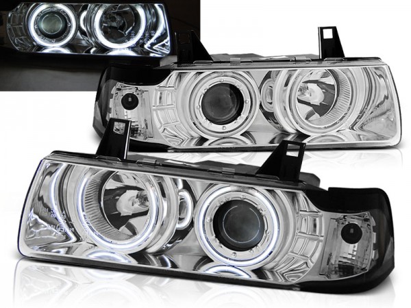 Scheinwerfer CCFL Angel Eyes für BMW 3er E36 Limo Touring Bj. 90-99 Chrom