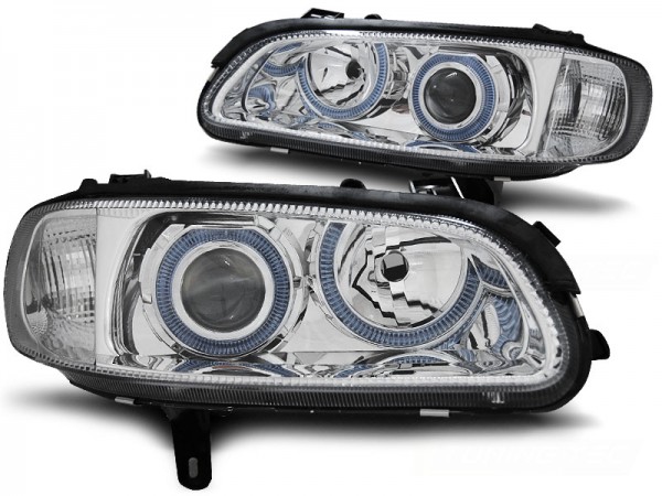 Scheinwerfer Angel Eyes für Opel Omega B Bj. 94-99 Chrom