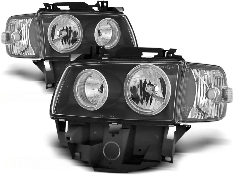 Scheinwerfer Angel Eyes für VW T4 Multivan Caravelle Bj. 96-03 Schwarz
