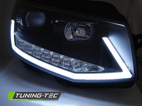 Scheinwerfer DRL LED Tagfahrlicht für VW T6 Bj. 15-19 Schwarz mit dynamischem LED Blinker