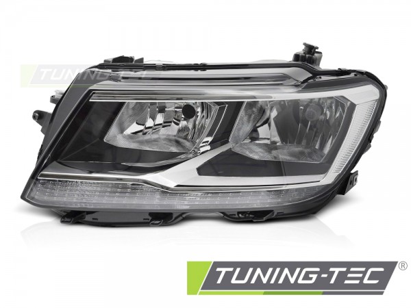 Scheinwerfer Halogen Links für VW Tiguan 2 AD Bj. 16-20 Stellmotor DRL H7 TYC