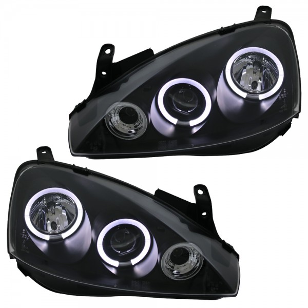 Scheinwerfer Angel Eyes für Opel Corsa C Bj. 00-06 Schwarz