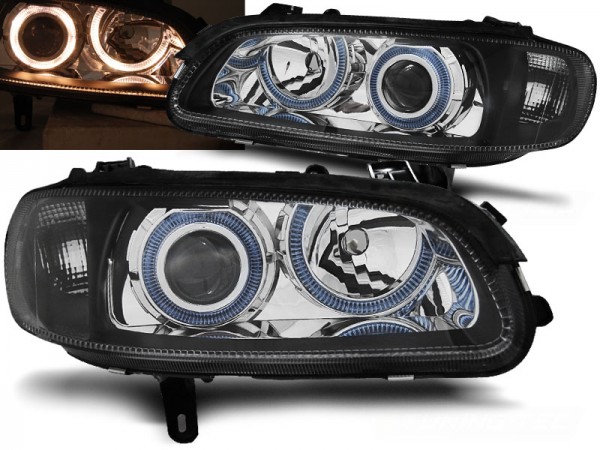 Scheinwerfer Angel Eyes für Opel Omega B Bj. 94-99 Schwarz