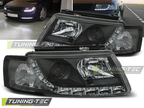 Scheinwerfer LED Tagfahrlicht Optik für VW Passat 3B Bj. 96-00 Schwarz