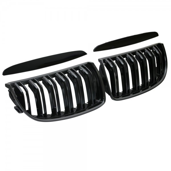 Nieren Kühlergrill für 3er BMW E90 E91 Bj. 05-08 Schwarz Klavierlack Doppelsteg