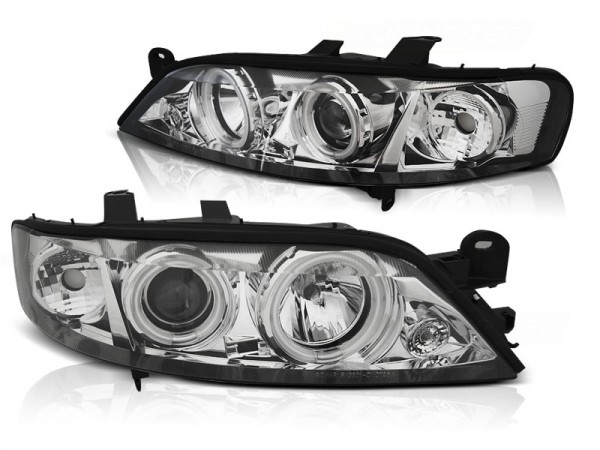 Scheinwerfer CCFL Angel Eyes für Opel Vectra B Facelift Bj. 99-02 Chrom