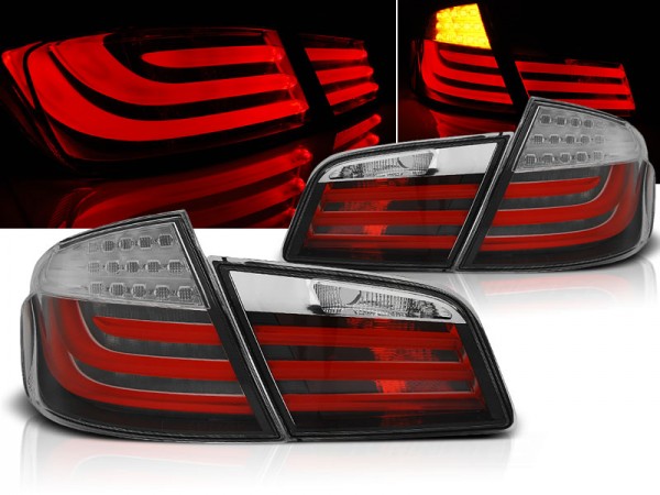LED Lightbar Rückleuchten für BMW F10 Bj. 10-13 Rot/Chrom LED Blinker