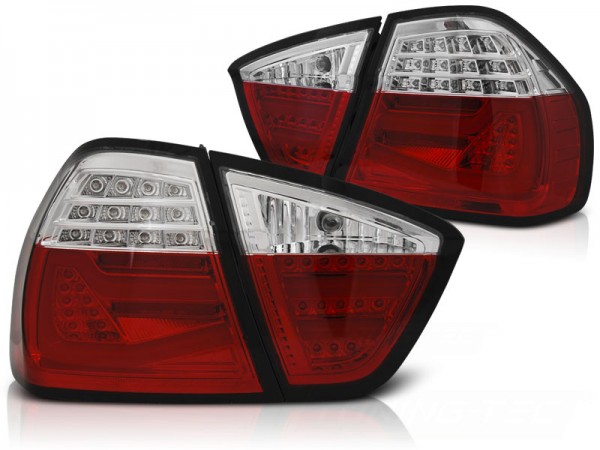 LED Lightbar Rückleuchten für BMW E90 Limo Bj. 05-08 Rot/Chrom