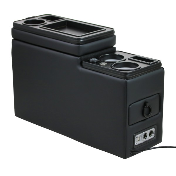 Black Edition USB Mittelkonsole Staufach für Mercedes Vito W639 mit LED Schwarz Glänzend