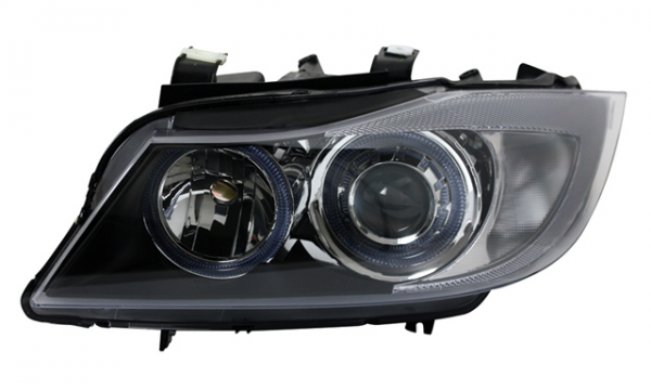 Scheinwerfer Angel Eyes für BMW 3er E90 E91 Bj. 05-08 Schwarz