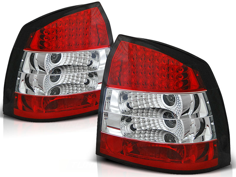 LED Rückleuchten für Opel Astra G Limo Bj. 98-04 Rot/Chrom