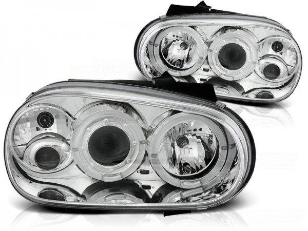 Scheinwerfer Angel Eyes für VW Golf 4 Bj. 97-03 Chrom