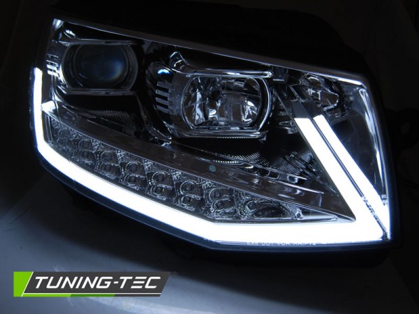 Scheinwerfer DRL LED Tagfahrlicht für VW T6 Bj. 15-19 Chrom mit dynamischem LED Blinker