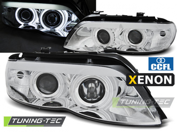 Xenon Scheinwerfer CCFL Angel Eyes für BMW X5 E53 Facelift Bj. 03-06 Chrom