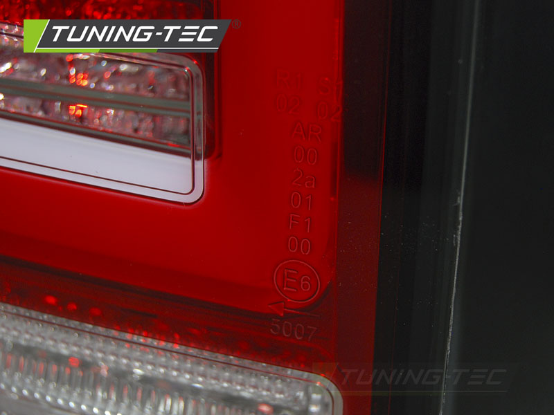 Voll LED Lightbar Rückleuchten für VW T5 Bj. 03-09 Rot/Chrom dynamischer Blinker (Flügeltüren)