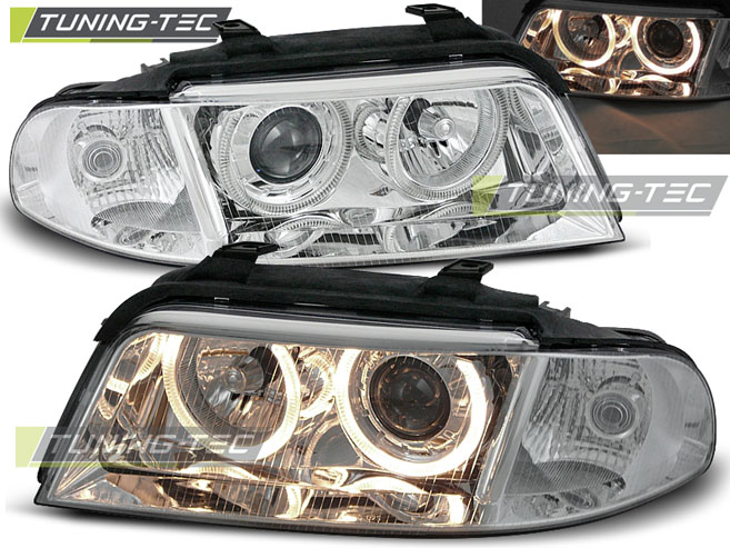 Scheinwerfer Angel Eyes für Audi A4 B5 Facelift Bj. 99-00 Chrom