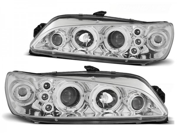 Scheinwerfer Angel Eyes für Peugeot 306 Bj. 97-01 Chrom
