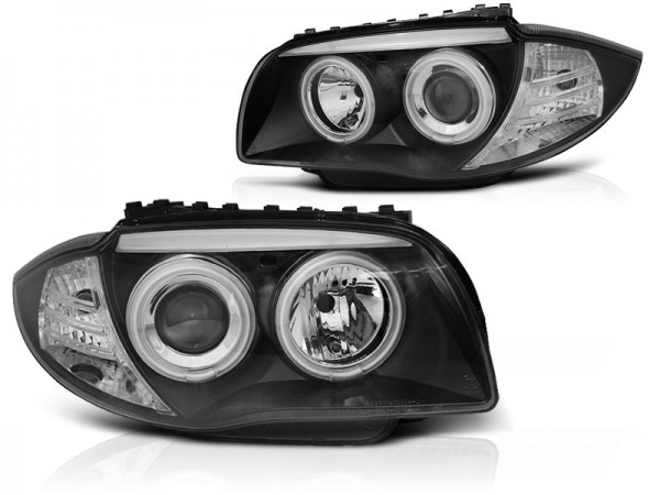 Scheinwerfer CCFL Angel Eyes für BMW 1er E81 E82 E87 E88 Bj. 04-11 Schwarz