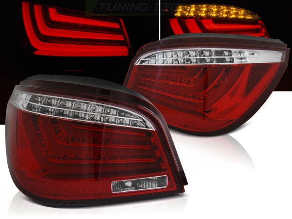LED Lightbar Rückleuchten für BMW E60 LCI Limo Bj. 07-10 Rot/Chrom