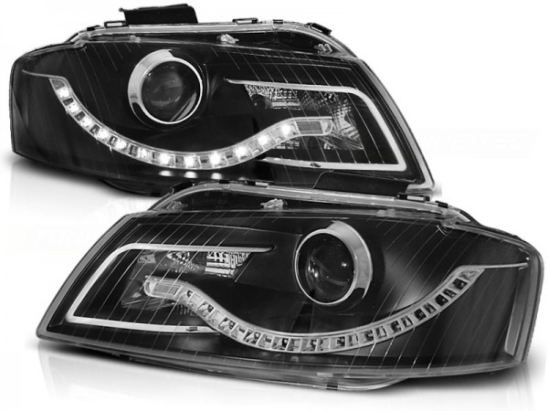 Scheinwerfer LED Tagfahrlicht Optik für Audi A3 8P 8PA Bj. 04-08 Schwarz