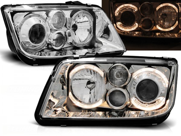 Scheinwerfer Angel Eyes für VW Bora Bj. 98-05 Chrom