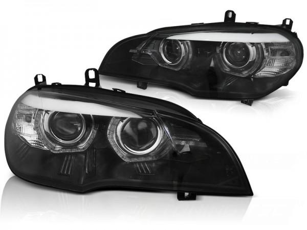 Xenon Scheinwerfer DRL LED Tagfahrlicht für BMW X5 E70 Bj. 07-10 Schwarz