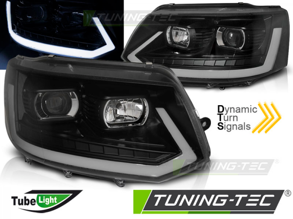Scheinwerfer DRL LED Tagfahrlicht für VW T5 GP Facelift Bj. 10-15 Schwarz mit dynamischem Blinker
