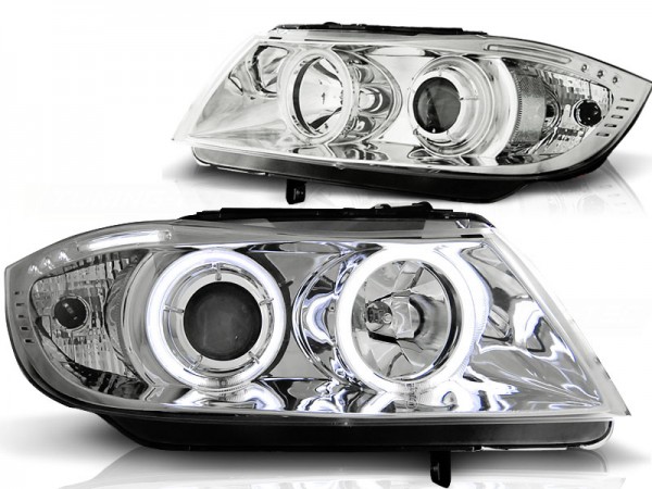 Scheinwerfer CCFL Angel Eyes für BMW 3er E90 E91 Bj. 05-08 Chrom