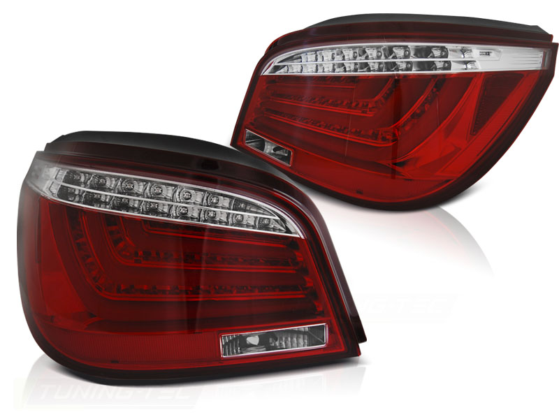 LED Lightbar Rückleuchten für BMW E60 Limo Bj. 03-07 Rot/Chrom