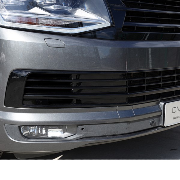 Set Gitter Grill Einsatz Stoßstange für VW T6 Bj. 2015-2019 Schwarz Hochglanz