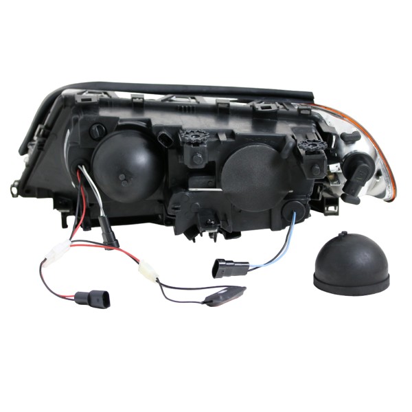 Scheinwerfer Angel Eyes für BMW E46 Coupe Cabrio Bj. 99-03 Schwarz + Blinker V2