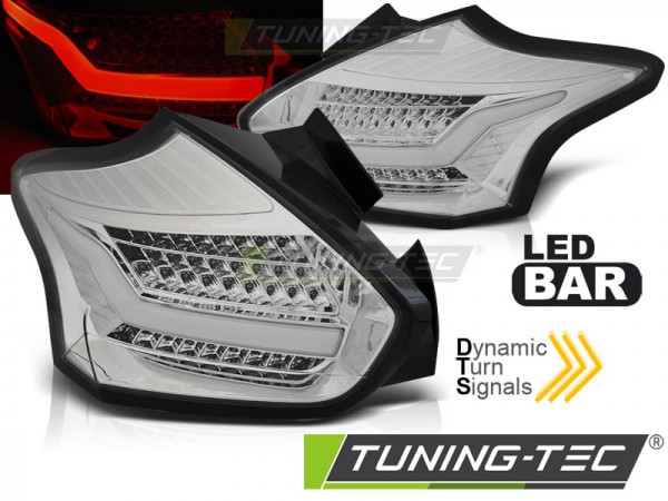 LED Lightbar Rückleuchten für Ford Focus MK3 Bj. 15-18 Chrom dynamischer Blinker