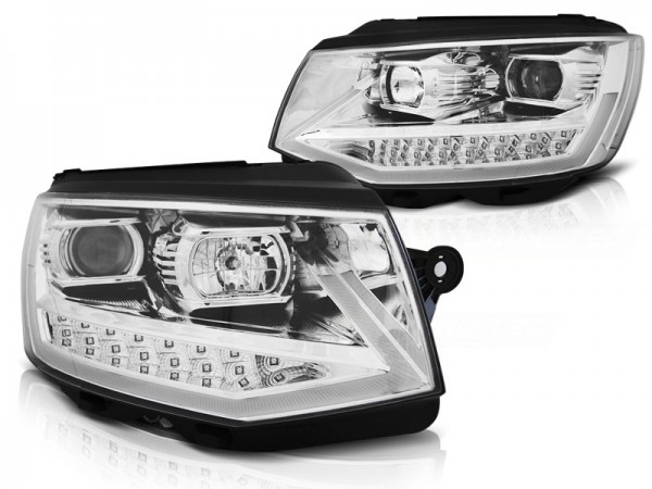 Scheinwerfer DRL LED Tagfahrlicht für VW T6 Bj. 15-19 Chrom mit LED Blinker LTI