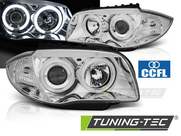 Scheinwerfer CCFL Angel Eyes für BMW 1er E81 E82 E87 E88 Bj. 04-11 Chrom