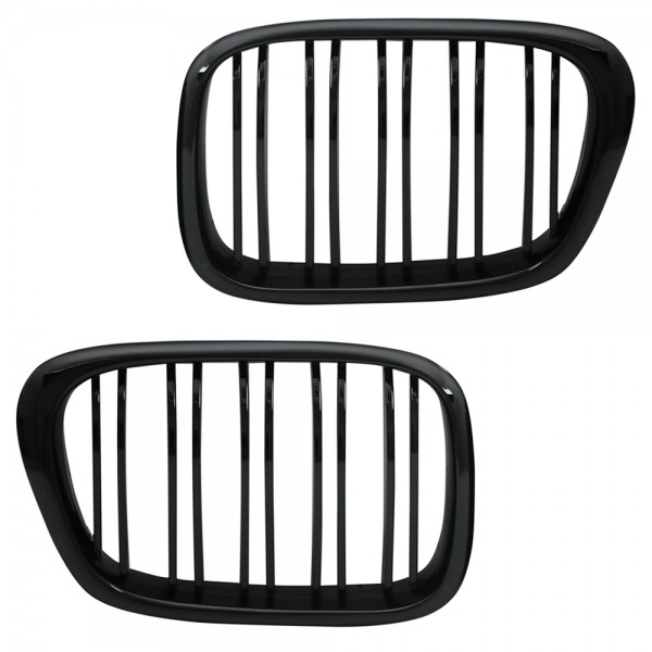 Nieren Kühlergrill 5er für BMW E39 Bj. 1995-2003 Schwarz Klavierlack Doppelsteg