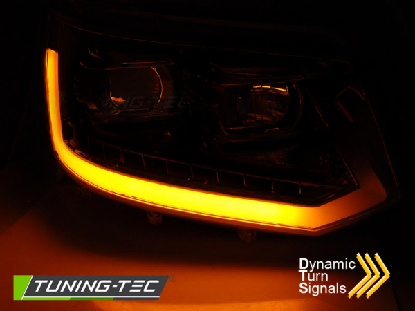 Scheinwerfer DRL LED Tagfahrlicht für VW T5 GP Facelift Bj. 10-15 Schwarz mit dynamischem Blinker