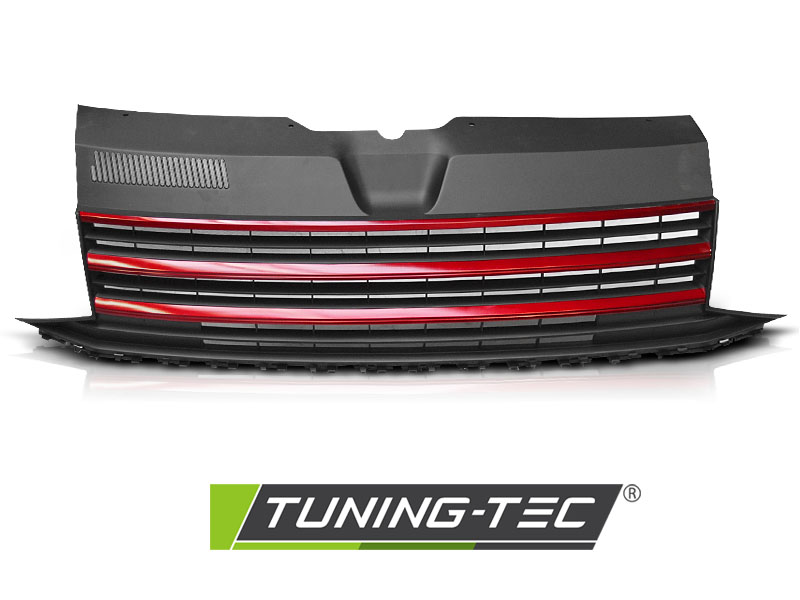 Sportgrill Kühlergrill ohne Emblem für VW T6 Bj. 2015-2019 Schwarz Rot