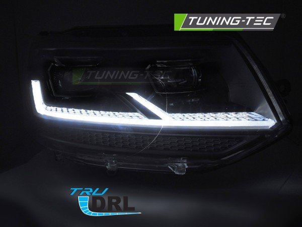 LED Scheinwerfer Tagfahrlicht für VW T5 GP Facelift Bj. 10-15 Schwarz mit dynamischem LED Blinker