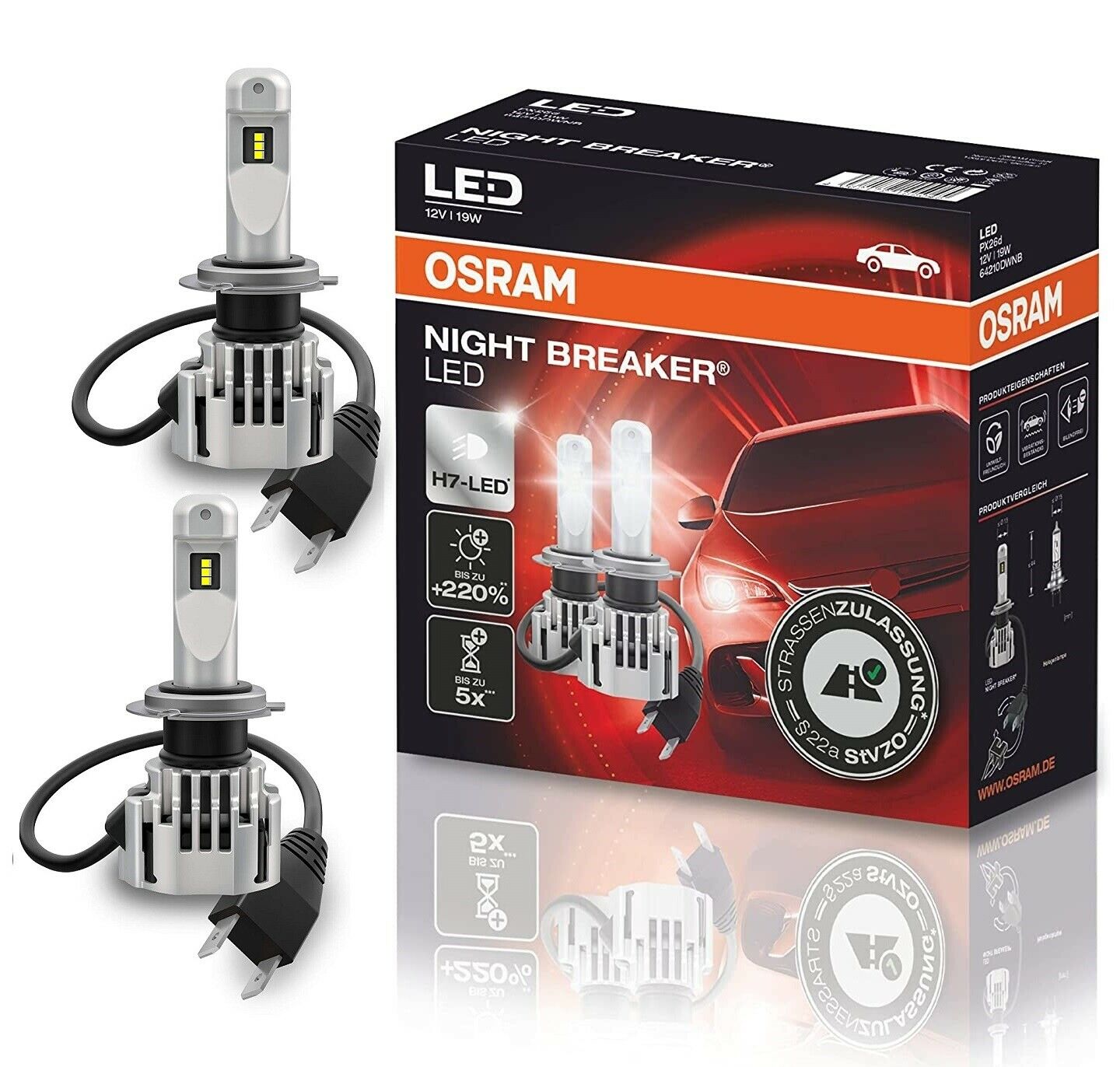 OSRAM Night Breaker H7 LED Nachrüstlampen + CanBus + Adapter für