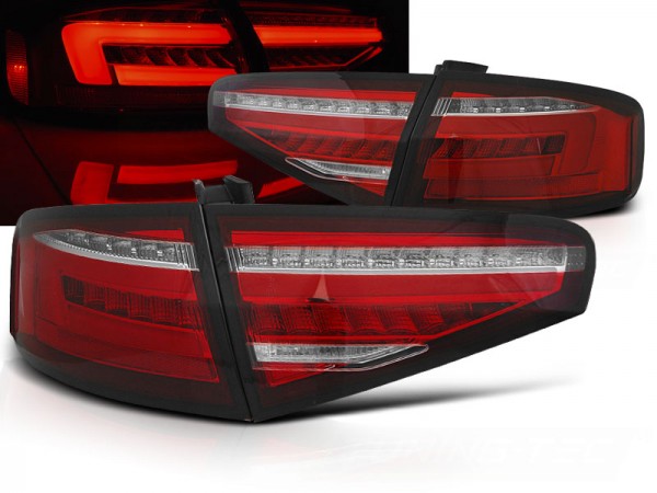 Voll LED Lightbar Rückleuchten für Audi A4 B8 (8K) Bj. 11-15 Rot/Chrom für Halogen