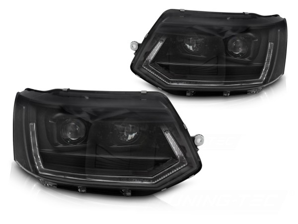 Voll LED Scheinwerfer Tagfahrlicht für VW T5 GP Facelift Bj. 10-15 Schwarz mit LED Blinker