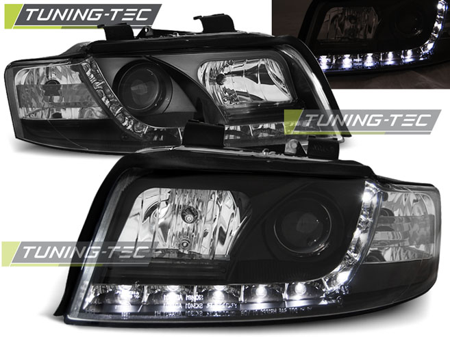 Scheinwerfer LED Tagfahrlicht Optik für Audi A4 B6 8E Bj. 00-04 Schwarz