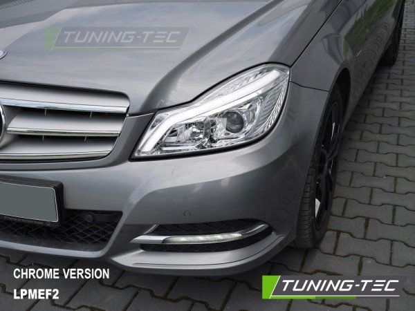 Scheinwerfer LED Tagfahrlicht für Mercedes C-Klasse W204 Bj. 11-15 Chrom