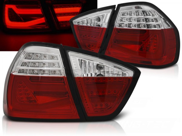 LED Lightbar Rückleuchten für BMW E90 Limo Bj. 05-08 Rot/Chrom
