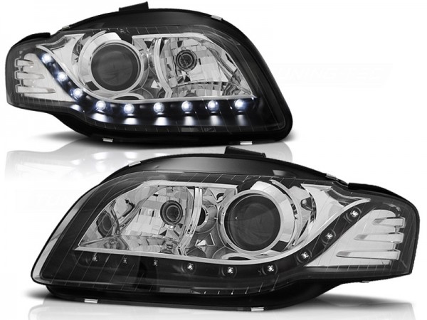 Scheinwerfer LED Tagfahrlicht Optik für Audi A4 B7 Bj. 04-08 Schwarz