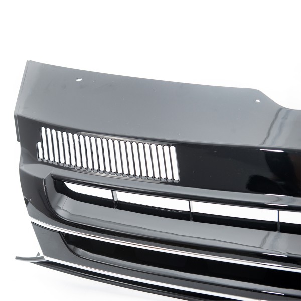 Kühlergrill ohne Emblem für VW T5 GP Facelift Bj. 2009-2015 Schwarz Glanz Chrom