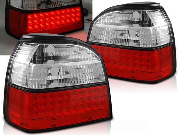 LED Rückleuchten für VW Golf 3 (III) Limo Bj. 91-98 Rot/Chrom