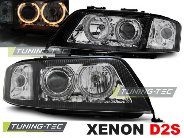 Xenon Angel Eyes Scheinwerfer für Audi A6 C5 4B Bj. 97-01 Schwarz