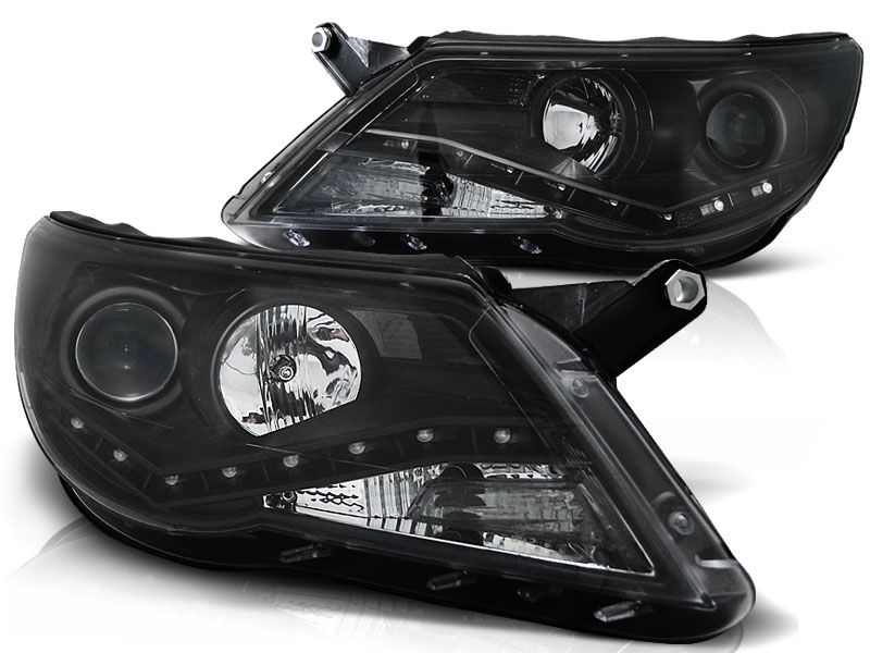 Scheinwerfer LED Tagfahrlicht Optik für VW Tiguan 5N Bj. 07-11 Schwarz
